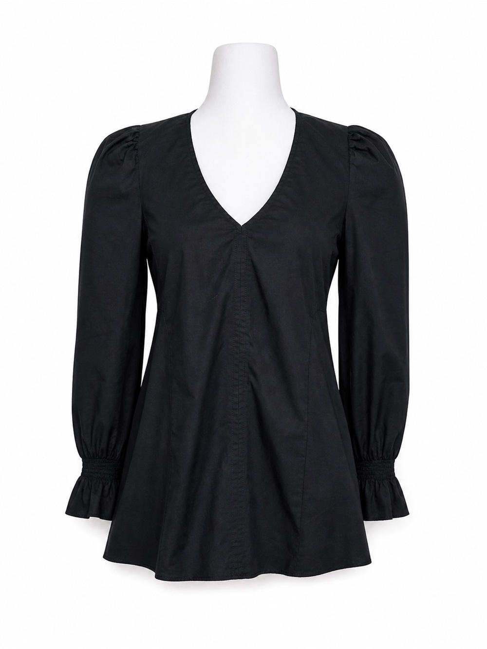 Pomander Place Tuckernuck Black Easton Blouse XS Ruffle Puff Sleeve Swing Top - Picture 1 of 10